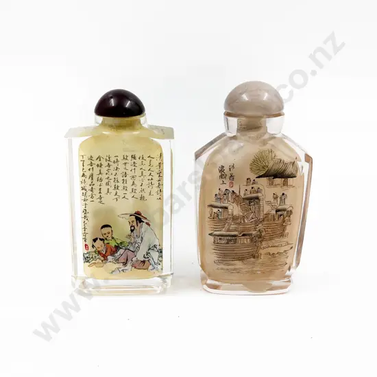 Two Interior Painted Snuff Bottles