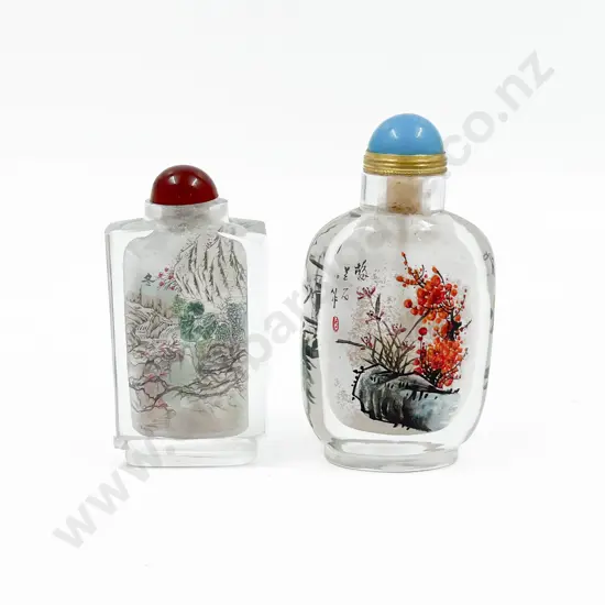 Two Interior Painted Snuff Bottles
