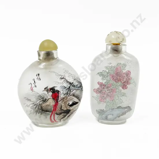 Two Interior Painted Snuff Bottles