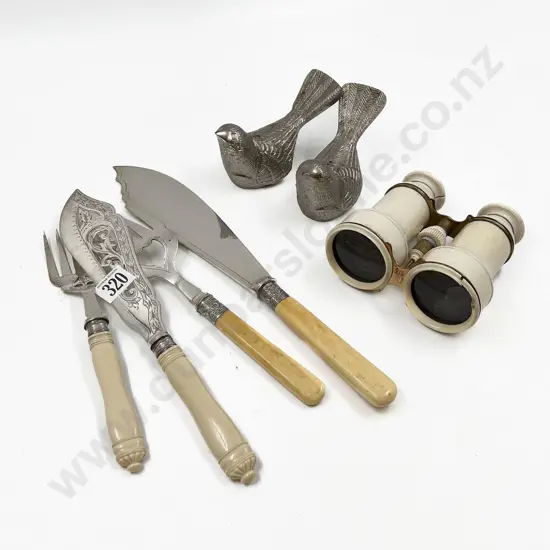 Small Quantity of Assorted Including Bird Form Salt and Pepper and Binoculars with Fish Servers