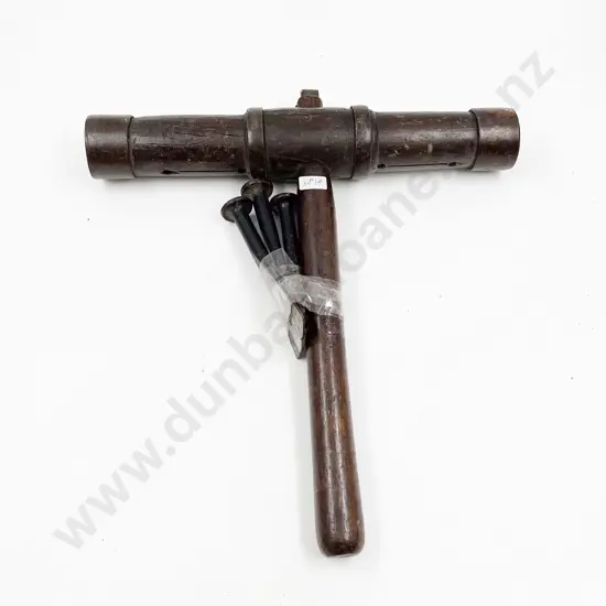 Vintage Wooden Caulking Mallet with Chisels