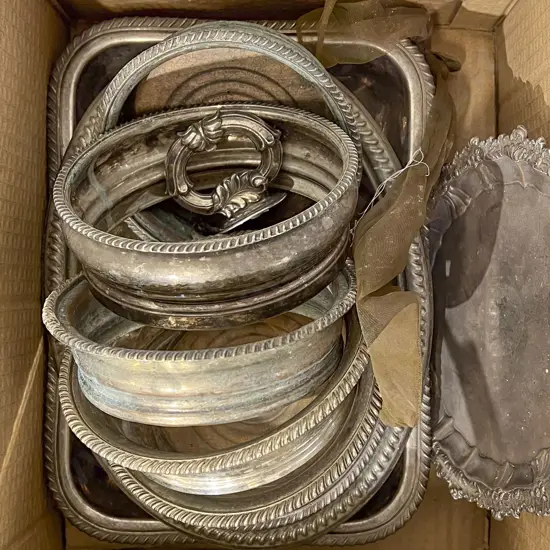 Box of Assorted S/P Including Wine Coasters (Faults)