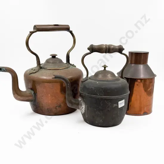 Victorian Copper Kettle other and copper kitchen tea caddy