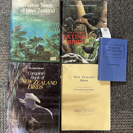 Five Various New Zealand Avian and Botany Reference Books