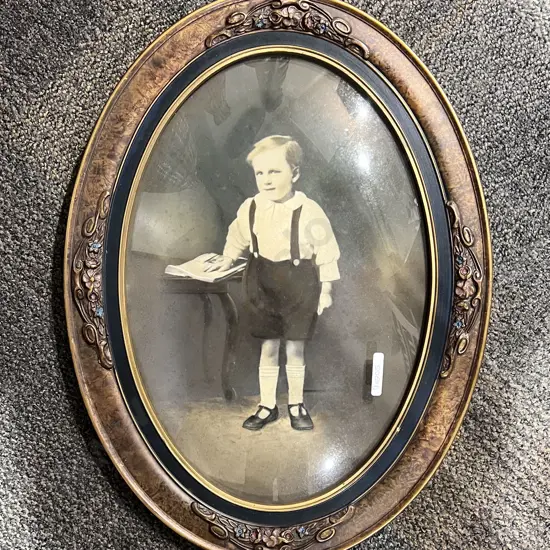 Vintage Oval Framed Hand-Coloured Photograph