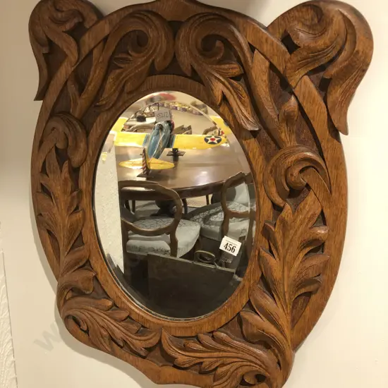 Carved Oval Bevel Edged Wall Mirror