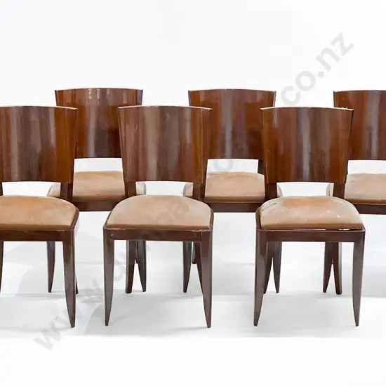 Six French Art Deco Mahogany Dining Chairs (Faults)