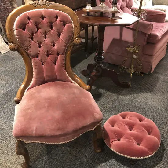 Grandmother Chair with Circular Footstool