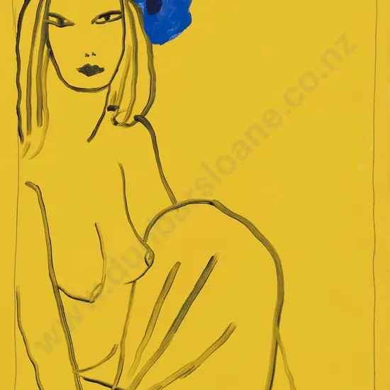 Ken Done (Australian b 1940) - Model With Blue Flower