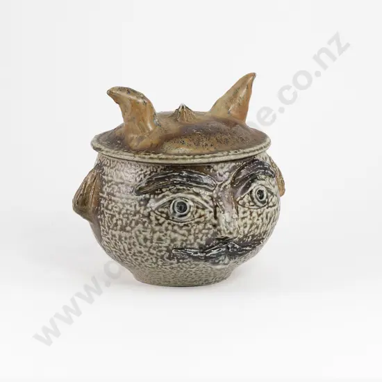 NZ Pottery Masked Lidded Container