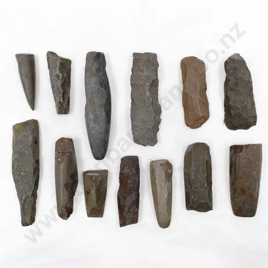Thirteen Various Adze Fragments From The Pitcairn Islands