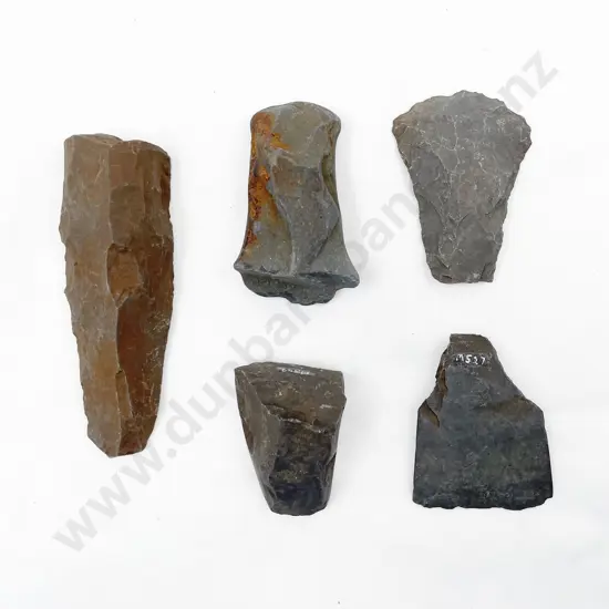 Three Small Adze Roughouts With Two Others From The Pitcairn Islands