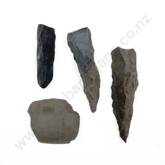 Three Adze Roughouts With Polished Fragment From The Pitcairn Islands