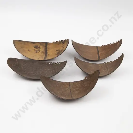 Five Papua New Guinea Coconut Shell Spoons