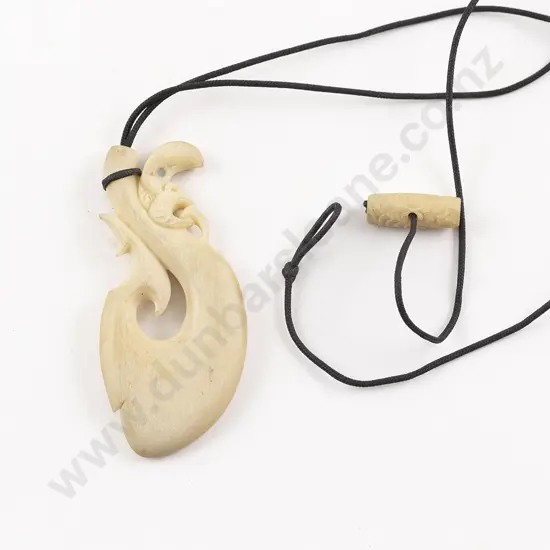 Carved Bone Pendant With Manaia Head