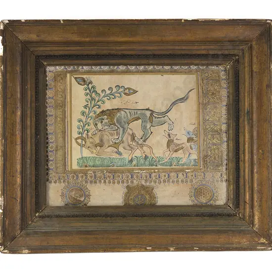 Vintage Rajasthani Framed Hunt Scene