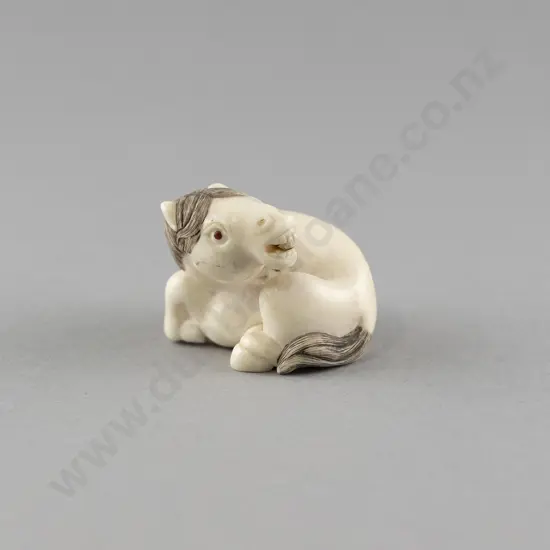 Carved Ivory Netsuke Of A Horse