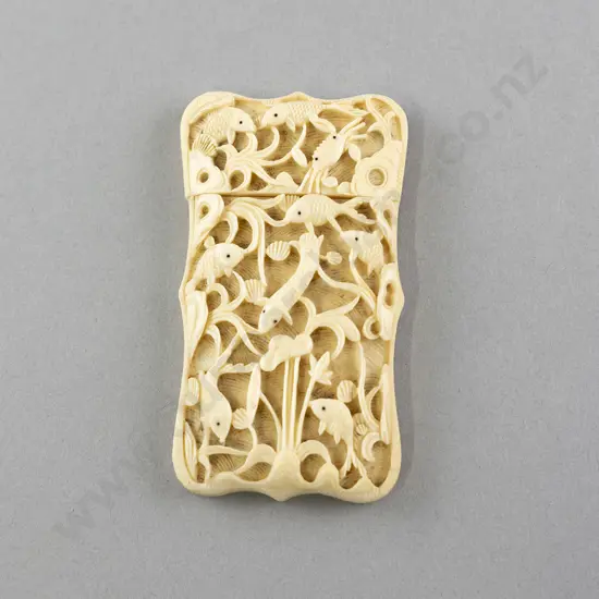 Carved Ivory Underwater Scene Card Case