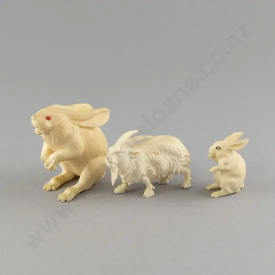 Three Carved Ivory Ornaments