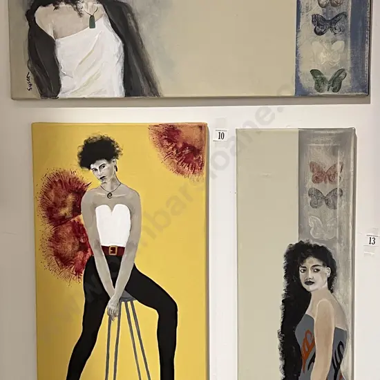 Susan Adams - Māori Woman Study #1 - Acrylic on Canvas & 2 Others