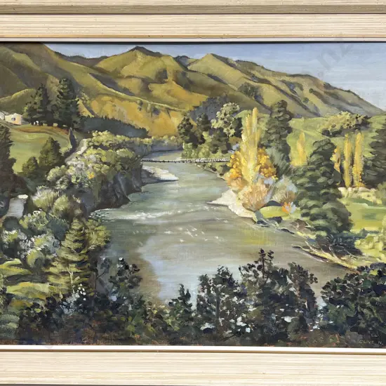 Clive N Gibbs - River Landscape - Oil on Board