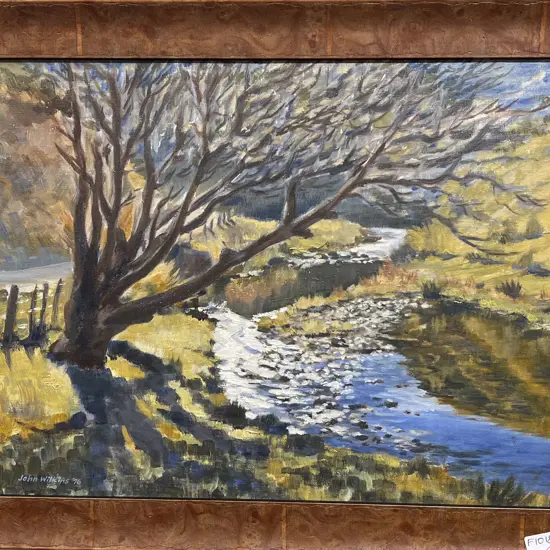 John Wilkins - Farm Stream - Oil on Board