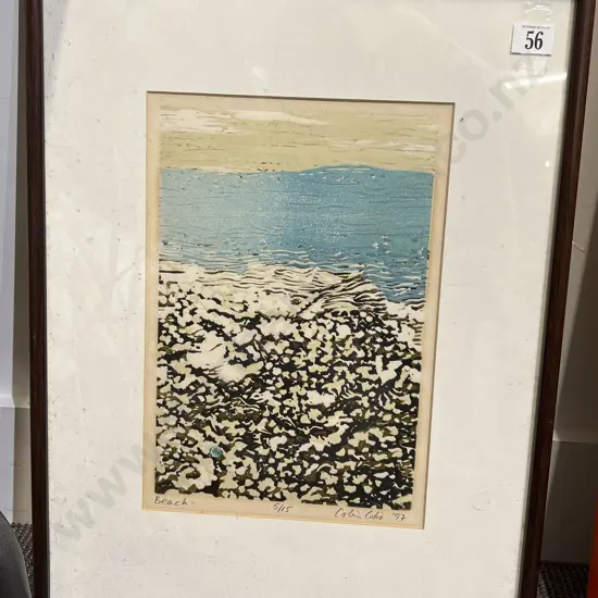 Colin Coke - Beach - Lino Block Print