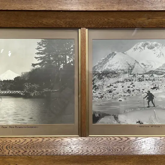 Large Oak Framed Vintage Black & White Photo Display