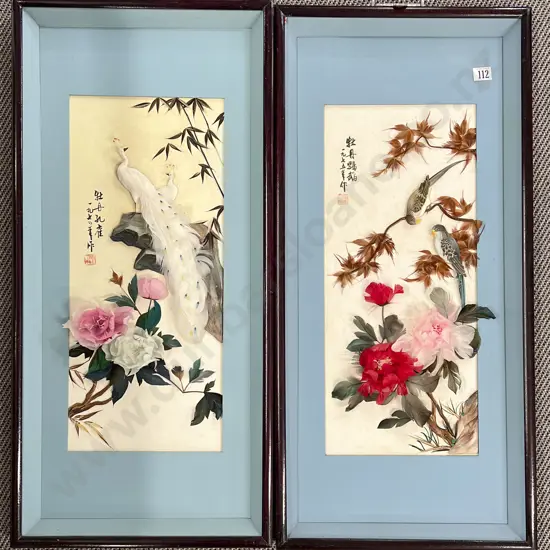 Two Framed 3D Feather Artworks