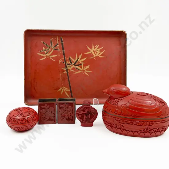 Quantity of Assorted Cinnabar Lacquered Items
