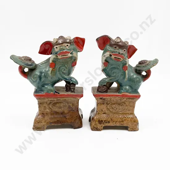 Pair of Chinese Foo Dog Incense Holders