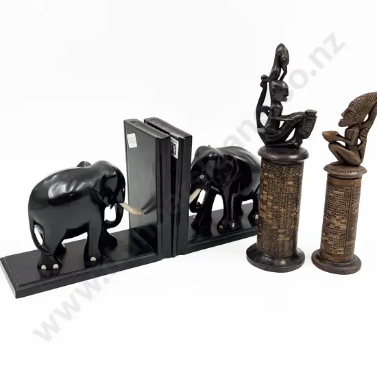 Pair of Elephant Bookends and Two Others