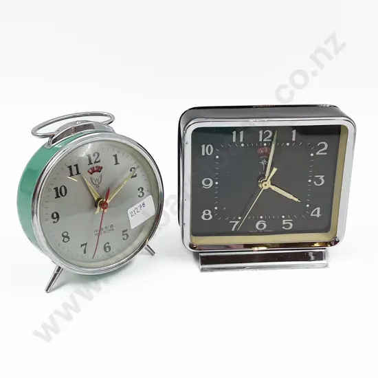 Two Boxed Retro Alarm Clocks