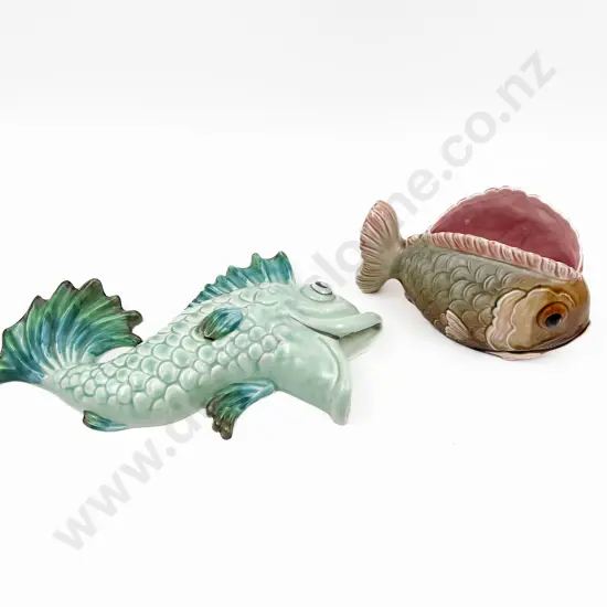 Clarice Cliff Wall Pocket (Hairline Crack) Together with Fish Form Vase