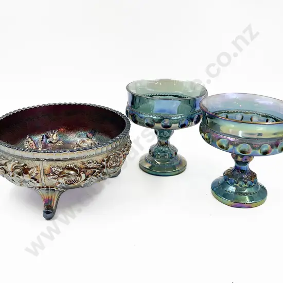 Three Pieces of Carnival Glass