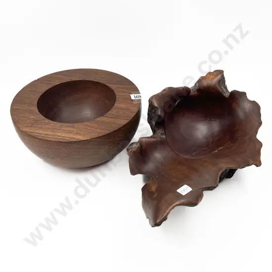 Turned Wooden Bowl and Natural Form Wooden Bowl