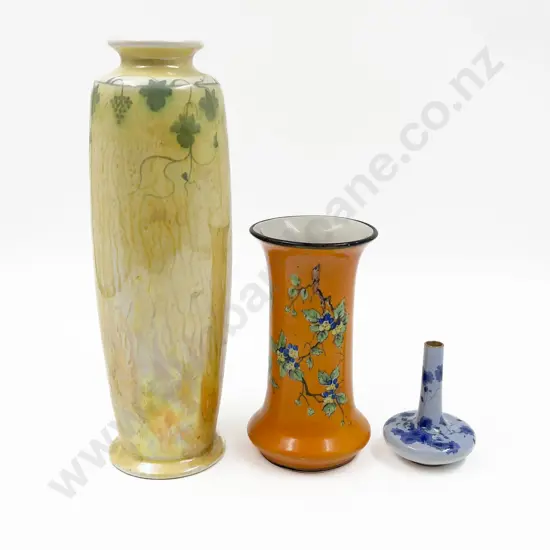 Ruskin Vase (Faults) together with Miniature Doulton Vase and Other