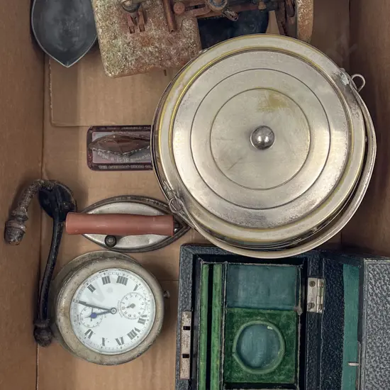 Box Quantity of Assorted Vintage including Biscuit Barrel