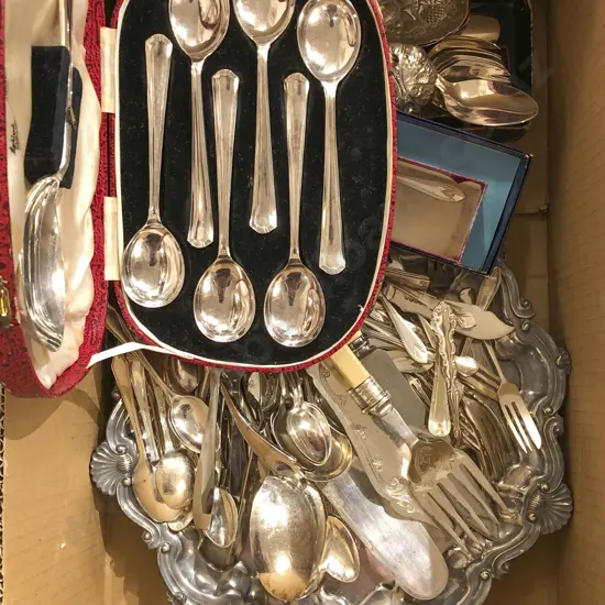 Box of Assorted S/Plate and Cutlery
