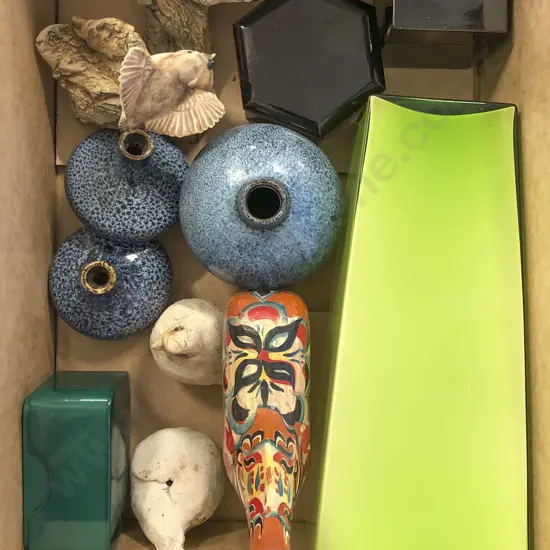Box of Assorted including Pottery Vases and Ornaments