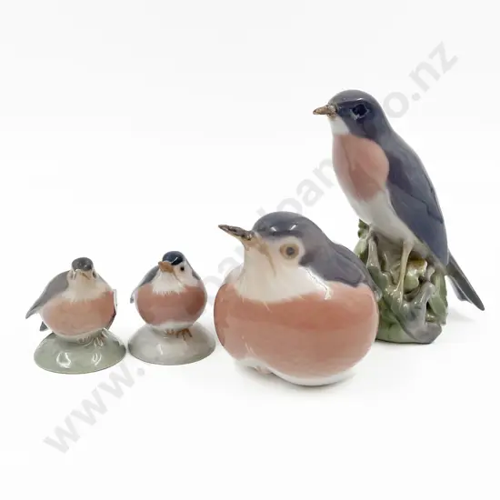 Four Various Royal Copenhagen Bird Ornaments