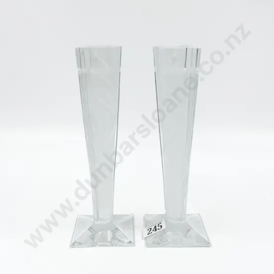 Pair of Art Deco Style Crystal Candle Holders by J.G. Durand