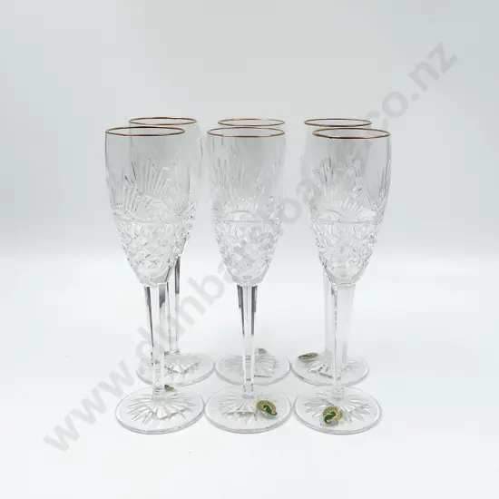 Six Waterford Crystal "First Light" Toasting Flutes