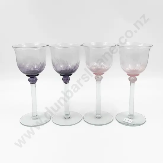 Two Pairs of Hoglund Art Glass Goblets