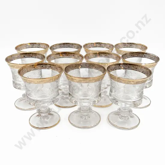 Eleven Gold Rimmed Goblets