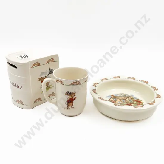 Three RD Bunnykins Items including Money Box