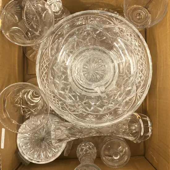 Box of Assorted Crystal and Glass Ware