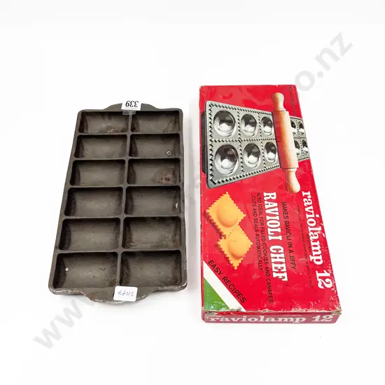 Cast Iron Gem Irons together with Boxed Ravioli Mold