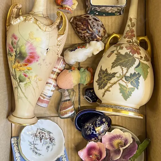 Box of Assorted Antique China etc