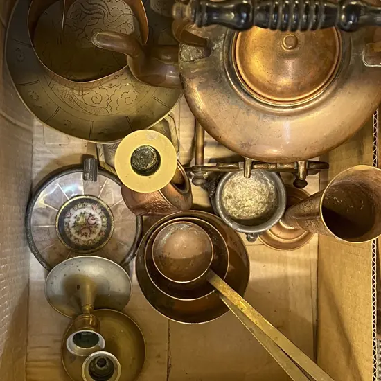 Box Lot of Assorted Metalware